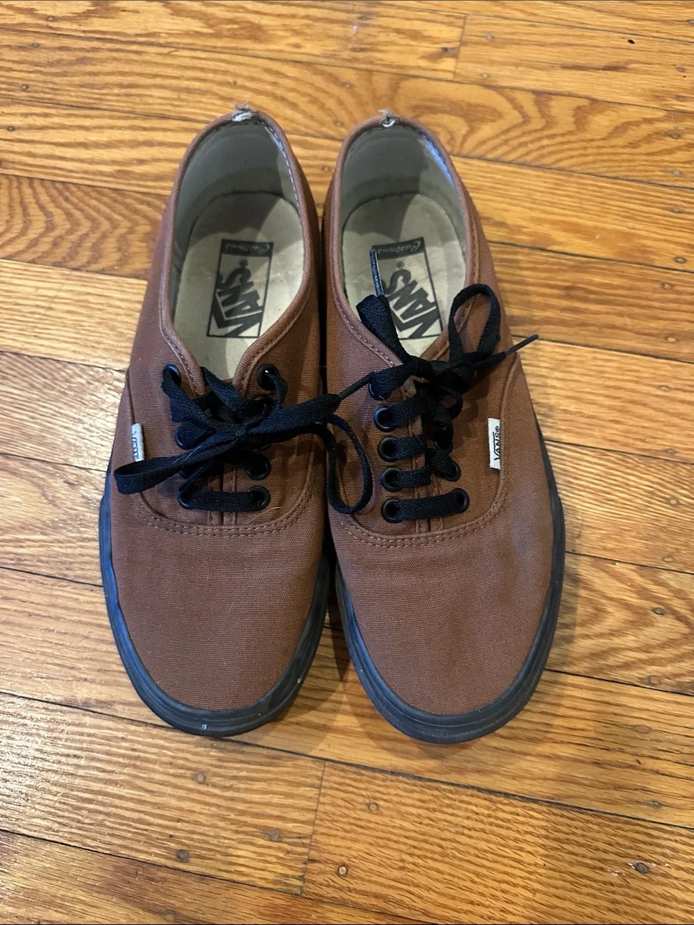 Vans Brown Canvas Low-Top Sneakers with Black Laces